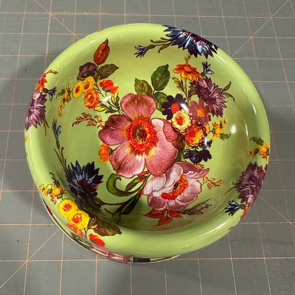 MacKenzie-Childs Retired Market Flowers Floral Dog Bowl - Green and Multicolor - Picture 2 of 5